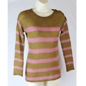 Ann Taylor LOFT Olive & Pink Striped Sweater